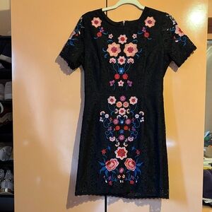 Romeo & Juliet Couture Black Dress with Vibrant Embroidery